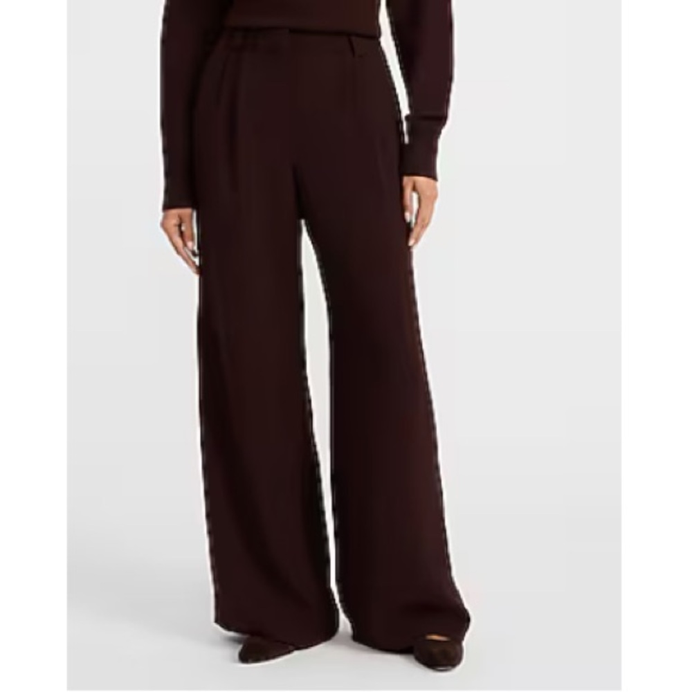 Express Brown High Waisted Relaxed Trouser Size 8 Regular